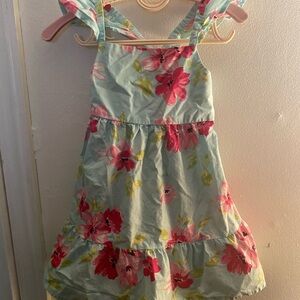 Girls' Light Blue Floral Sundress with Pink Flowers